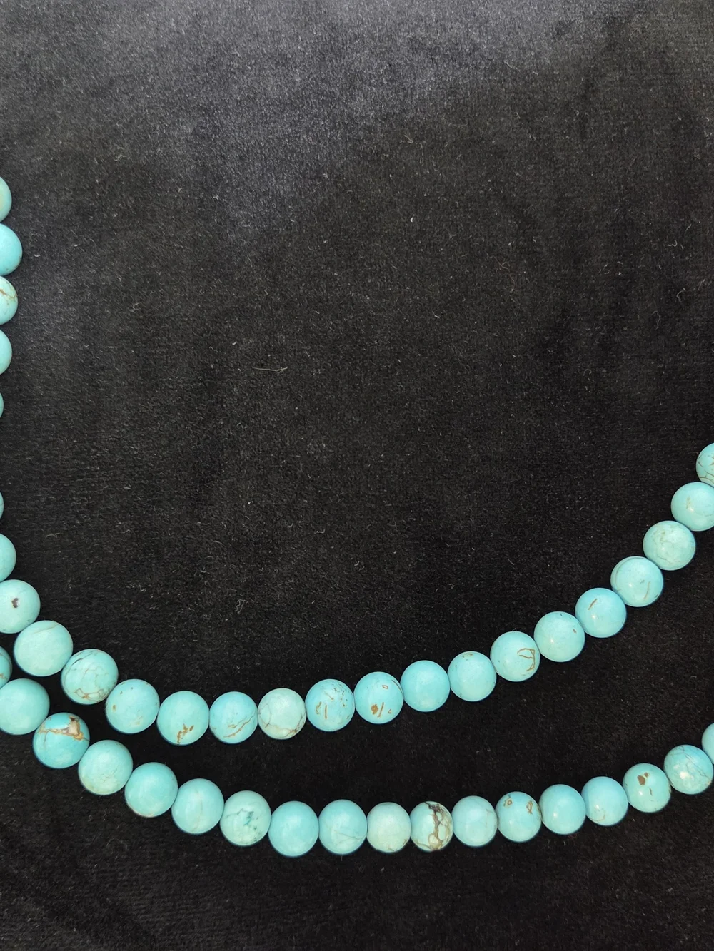 Vintage Natural Turquoise Bead Necklace with Pyrite Inclusions & Om Charm